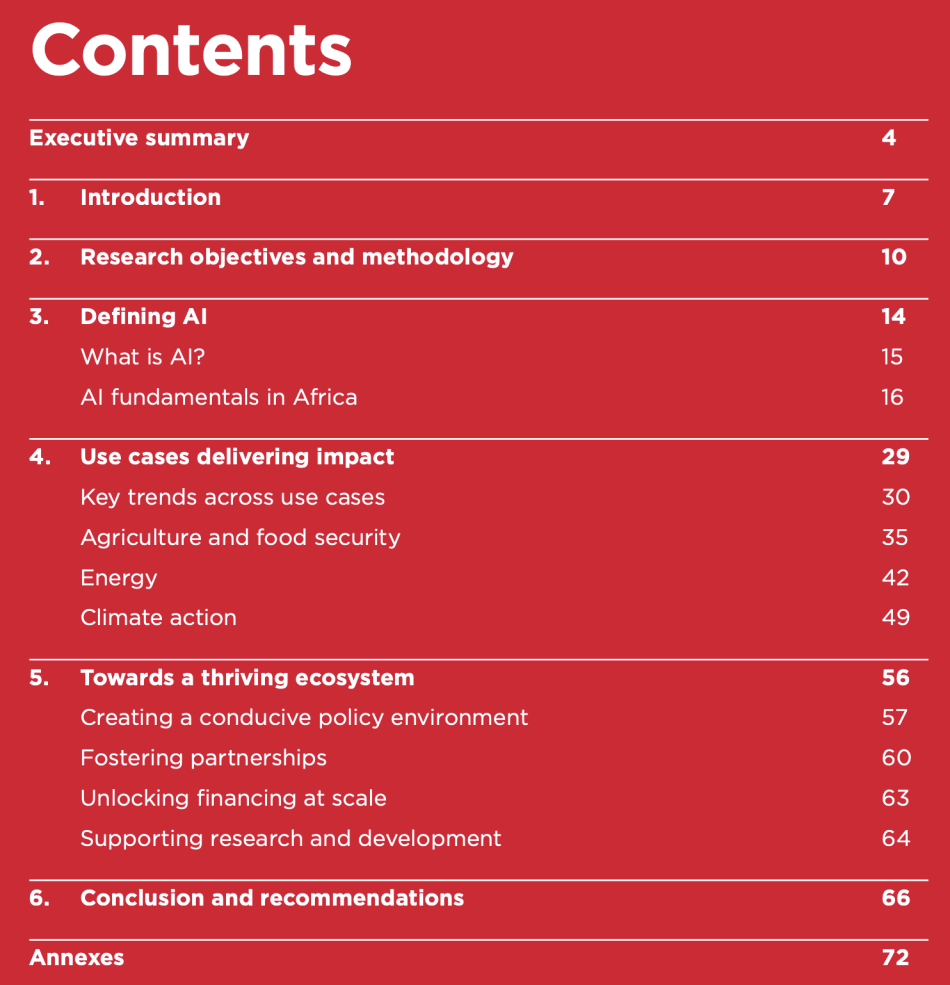 table contents